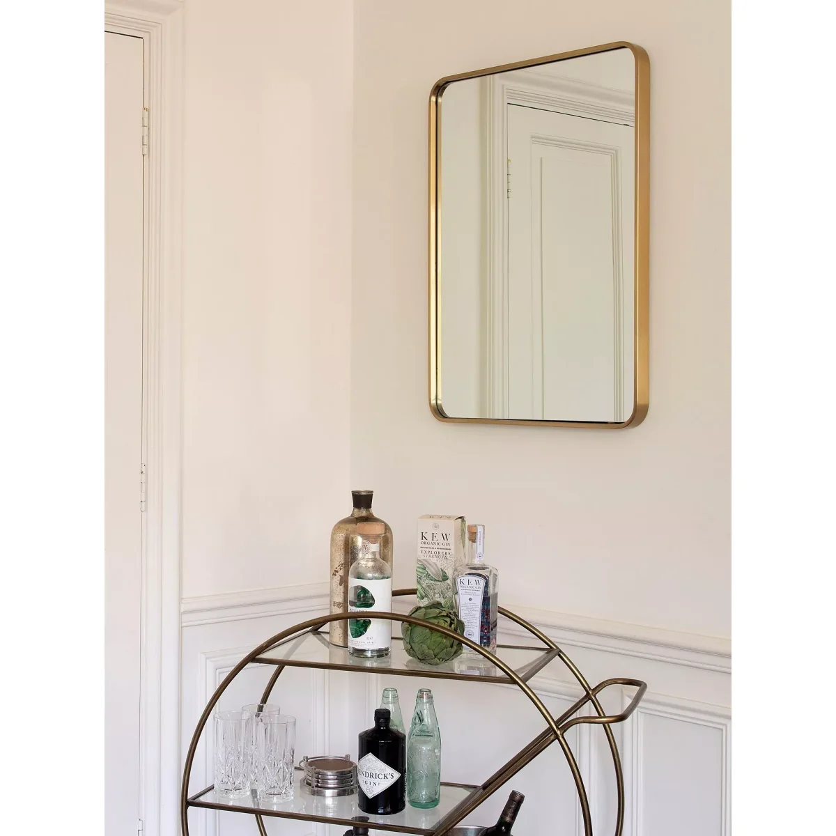 One.World Wilton Rectangular Stainless Steel Wall Mirror, 80 x 60cm, Brass – image 2