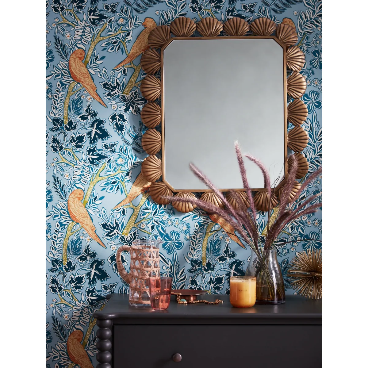 John Lewis + Matthew Williamson Scallop Shell Rectangular Metal Wall Mirror, 72 x 58cm, Gold – image 2