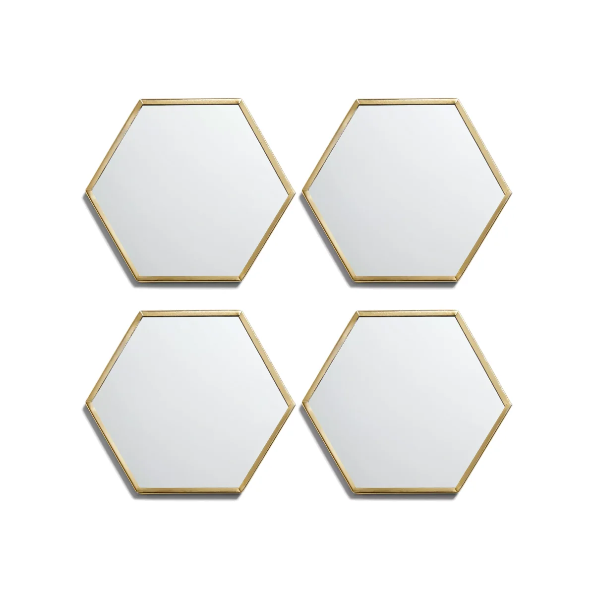 John Lewis & Partners Hexagonal Mirror Coasters, Set of 4, Brass – image 1