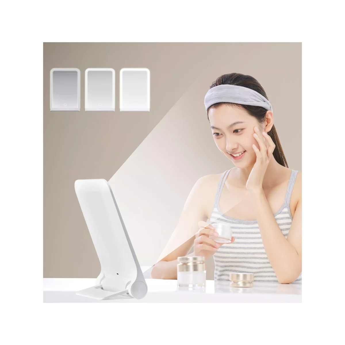EKO iMira Foldable LED Mirror, White – image 2