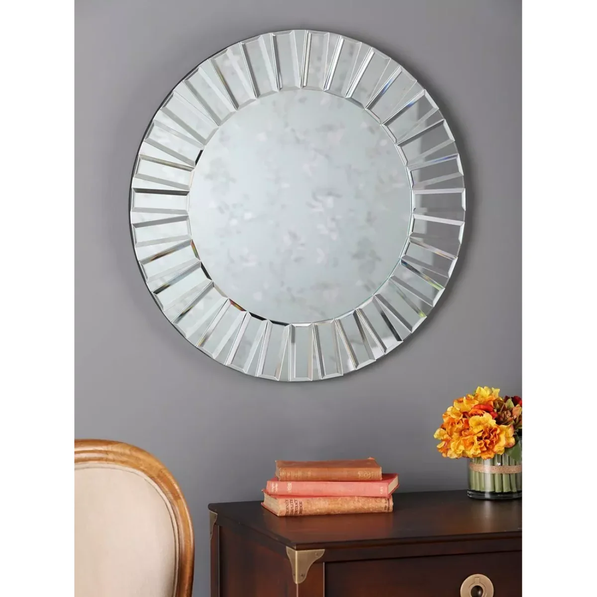 Laura Ashley Capri Bevelled Glass Round Wall Mirror, 60cm, Clear – image 2