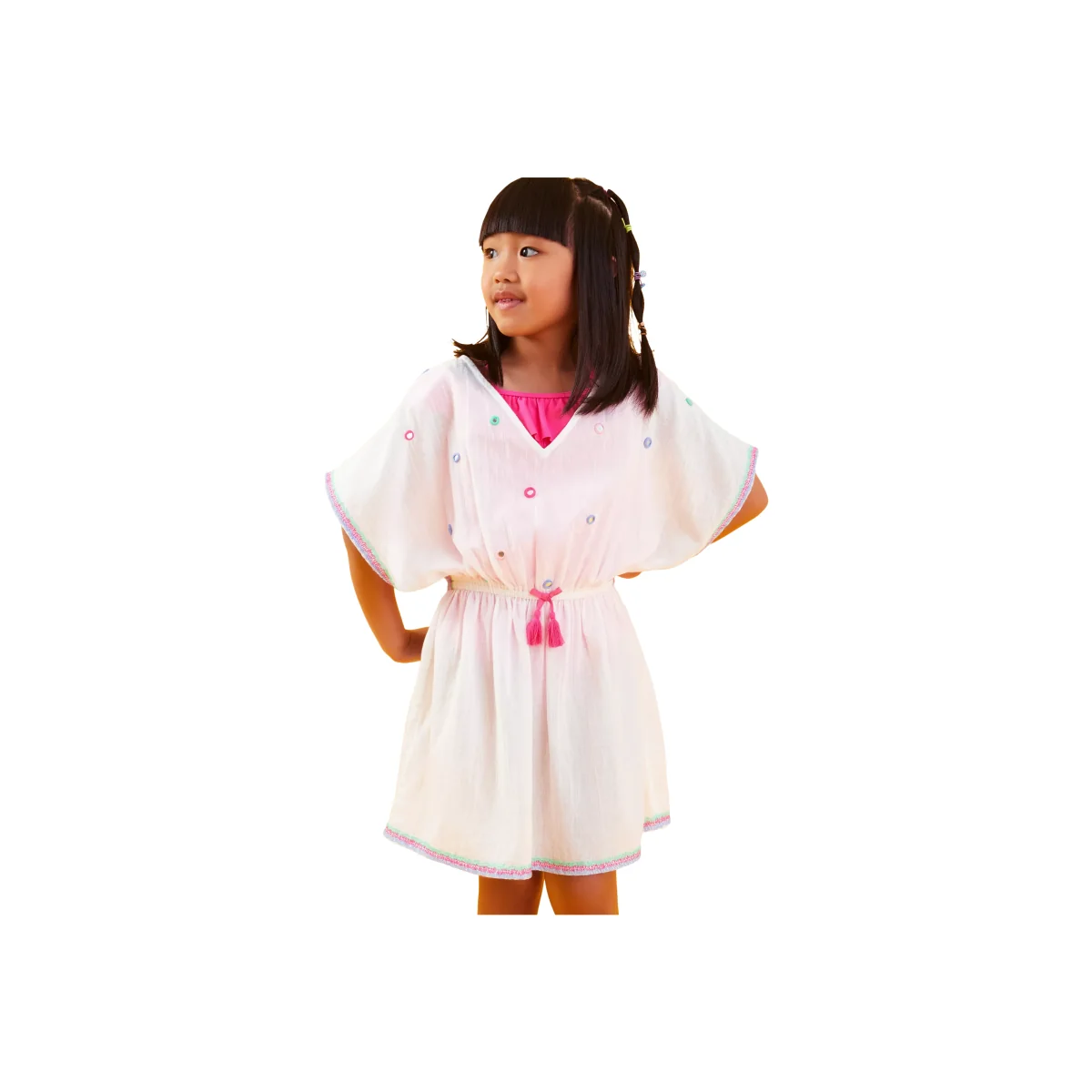 Angels by Accessorize Mirror Cotton Kaftan, White/Multi – image 1