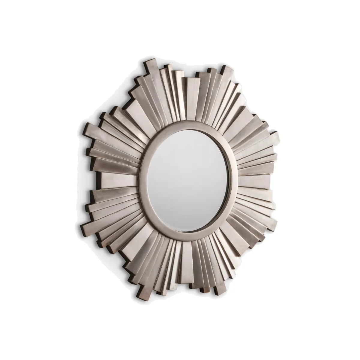 Decorative Starburst Frame Round Wall Mirror, 107cm, Silver – image 1