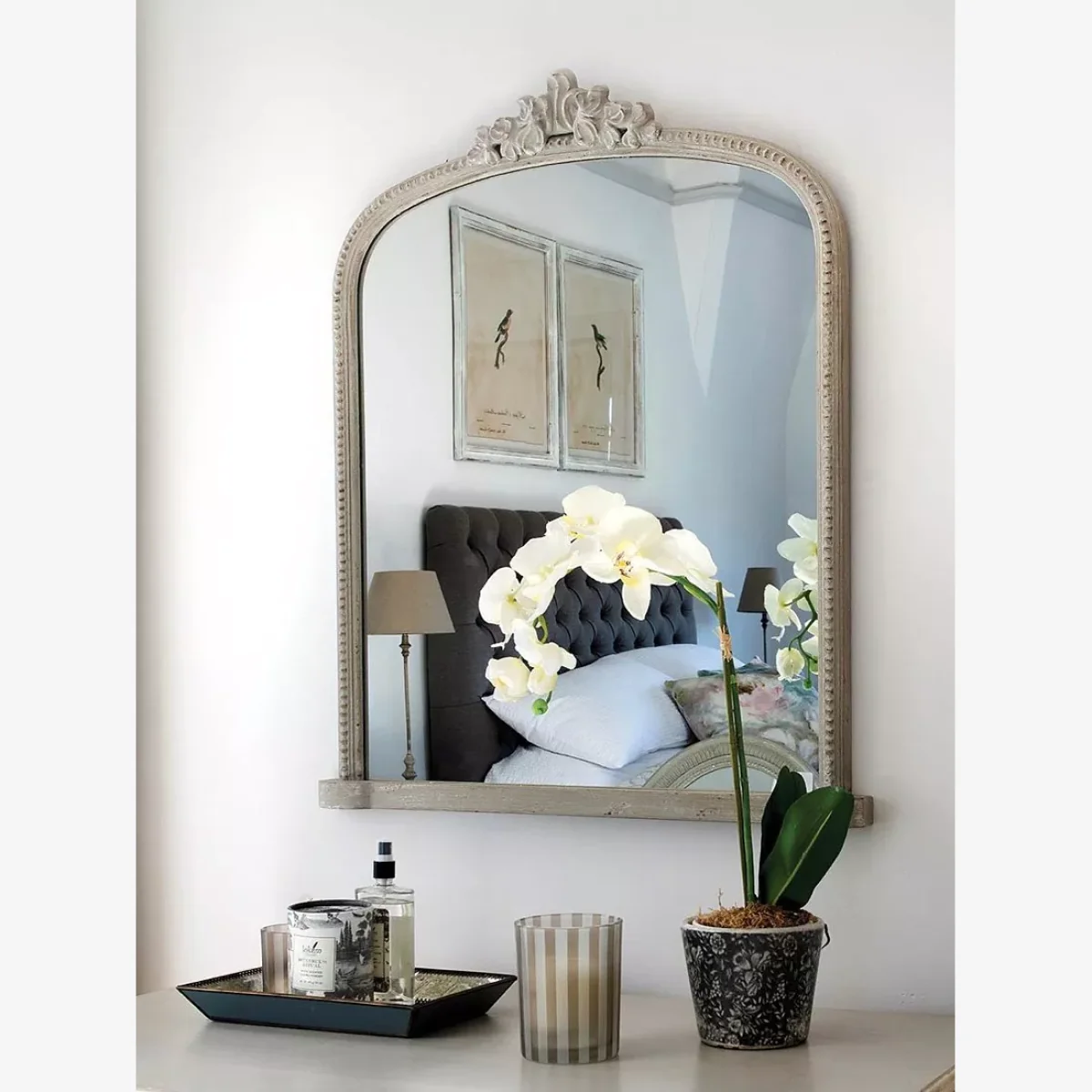 One.World Wilton Wood Dormer Wall Mirror, 84 x 70cm, Ash Brown – image 1