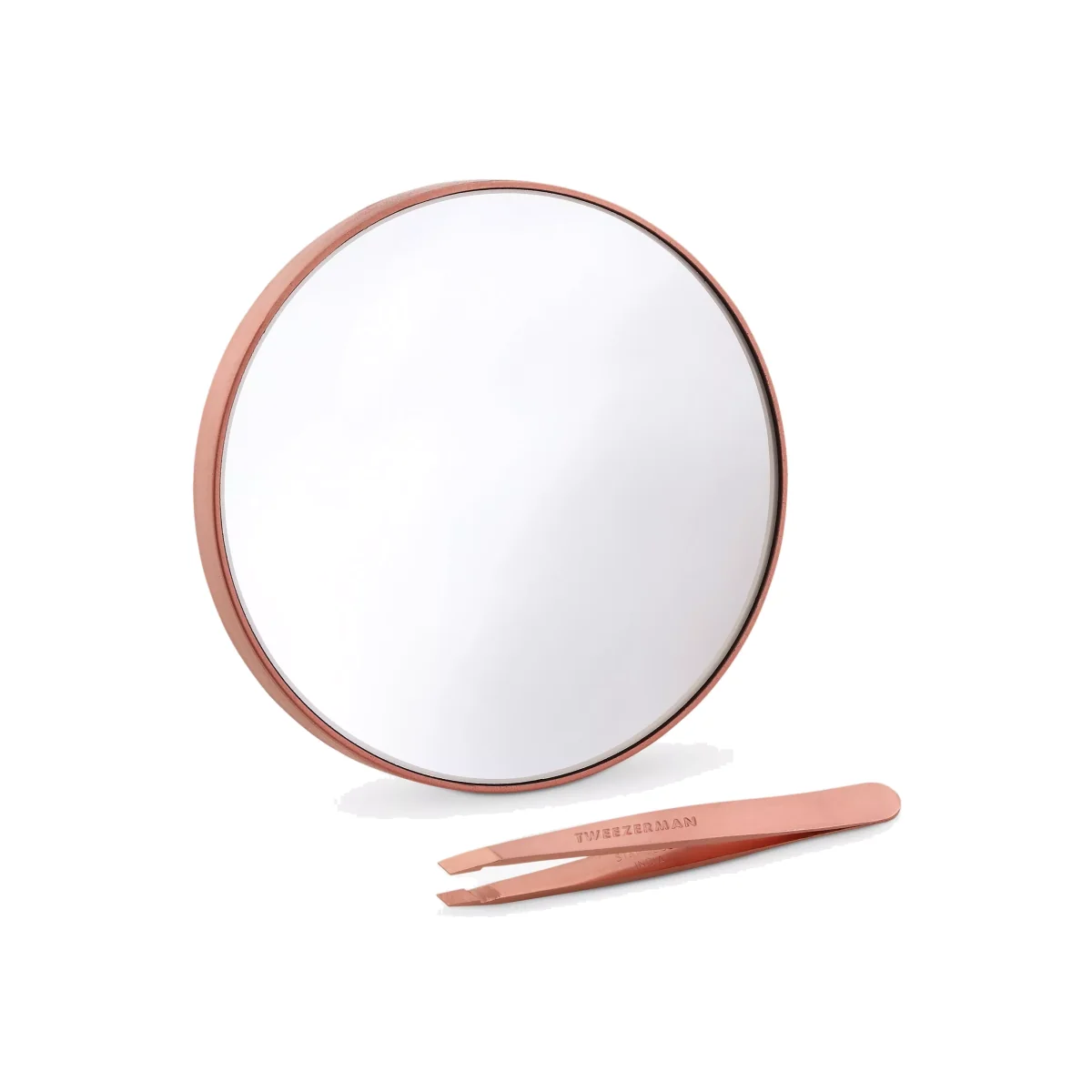 Tweezerman Rose Gold Mini Slant Tweezer & Mirror – image 1