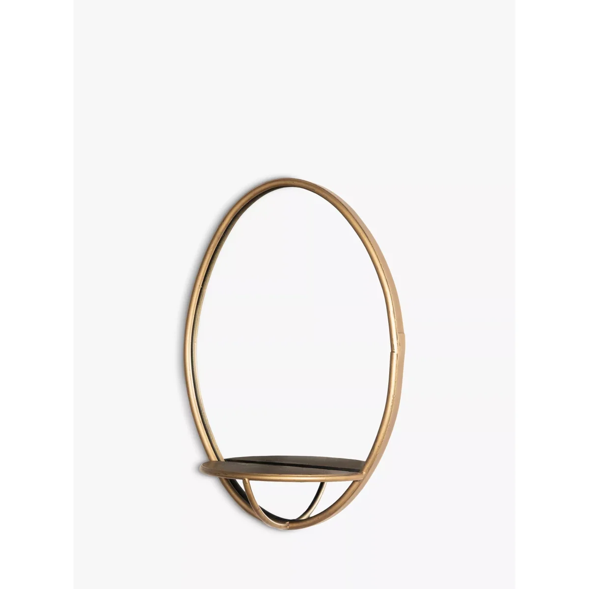 One.World Granville Oval Metal Wall Mirror with Shelf, 45 x 30.3cm, Brass – image 2