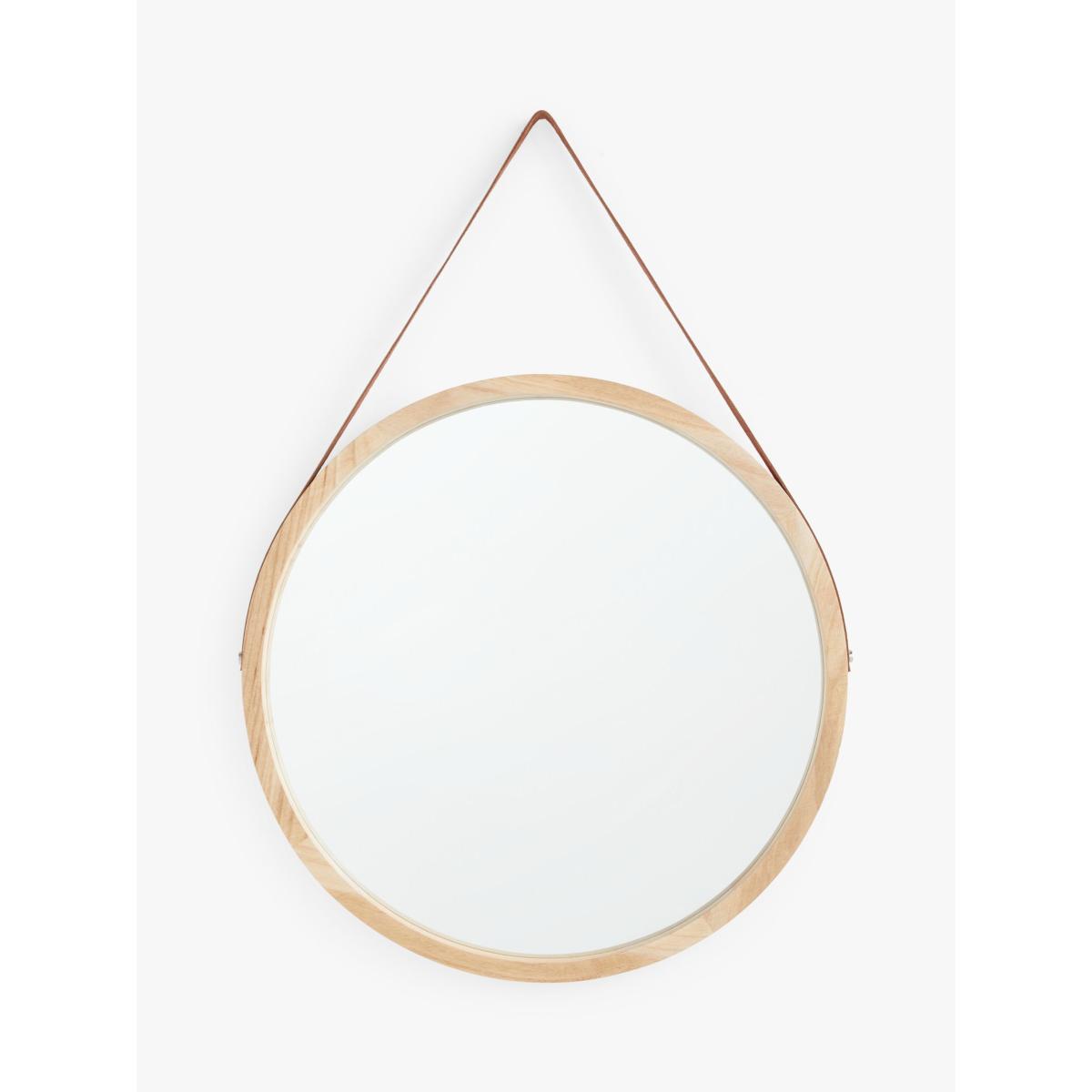 John Lewis ANYDAY Wood Frame Round Hanging Wall Mirror, 55cm, Natural – image 2