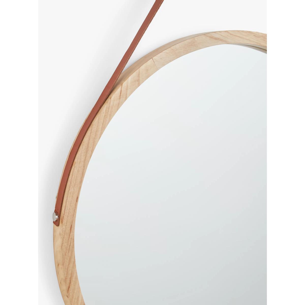 John Lewis ANYDAY Wood Frame Round Hanging Wall Mirror, 55cm, Natural – image 3