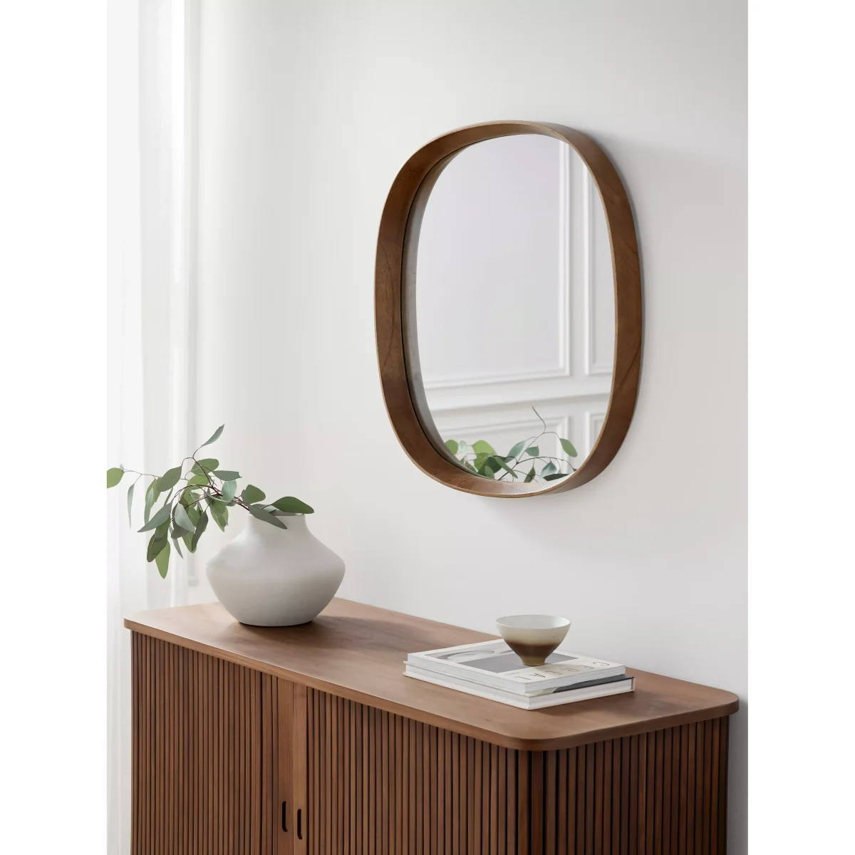 John Lewis Mid Century Square Wood Wall Mirror, 65 x 65cm, Walnut – image 2