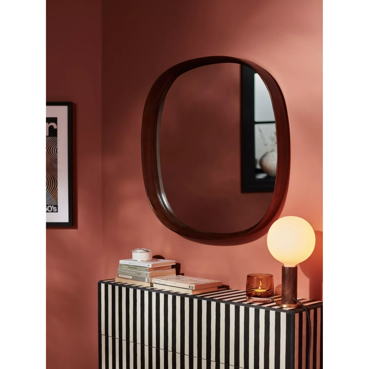 John Lewis Mid Century Square Wood Wall Mirror, 65 x 65cm, Walnut – image 5