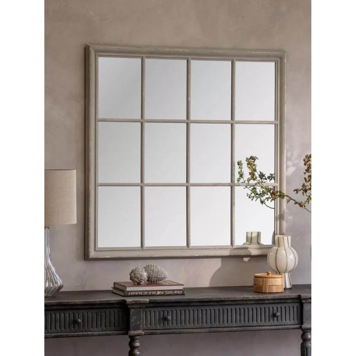 One.World Wilton Rectangular Wood Window Wall Mirror, 120 x 120cm – image 2