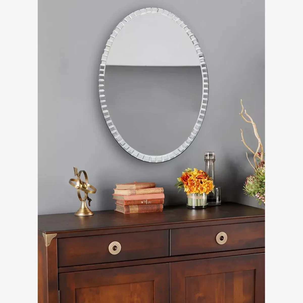 Laura Ashley Marcella Oval Glass Wall Mirror, 80 x 53cm, Clear – image 1