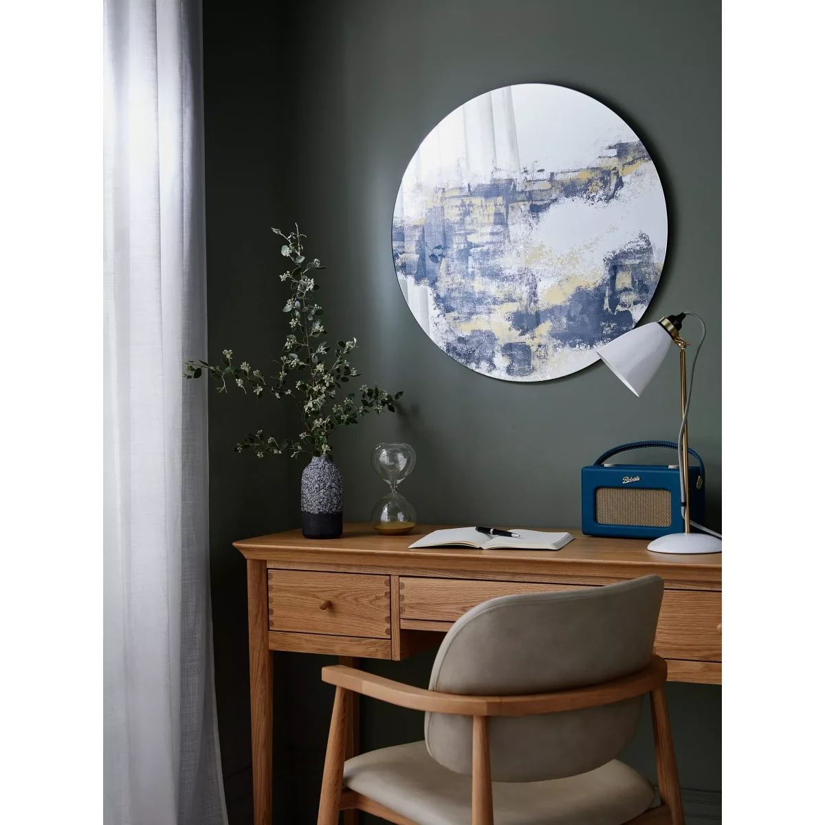 John Lewis Lynton Art Round Wall Mirror, 65cm, Clear/Multi – image 2