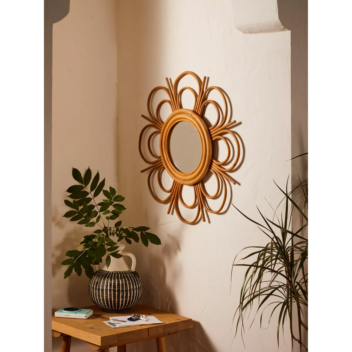 John Lewis Rattan Starburst Round Wall Mirror, 55cm, Natural – image 2