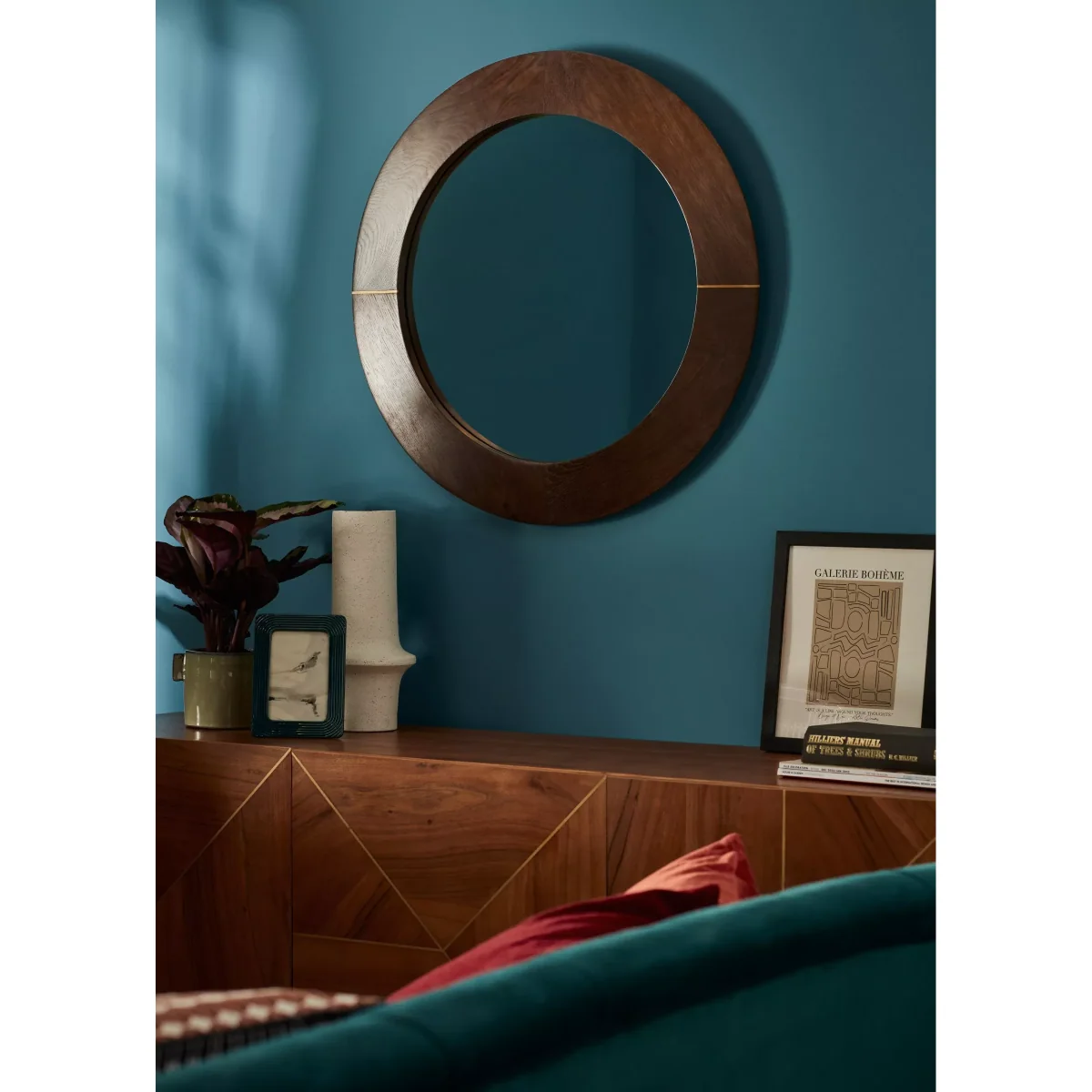 John Lewis + Swoon Franklin Round Wood Wall Mirror, 75cm, Natural/Gold – image 2