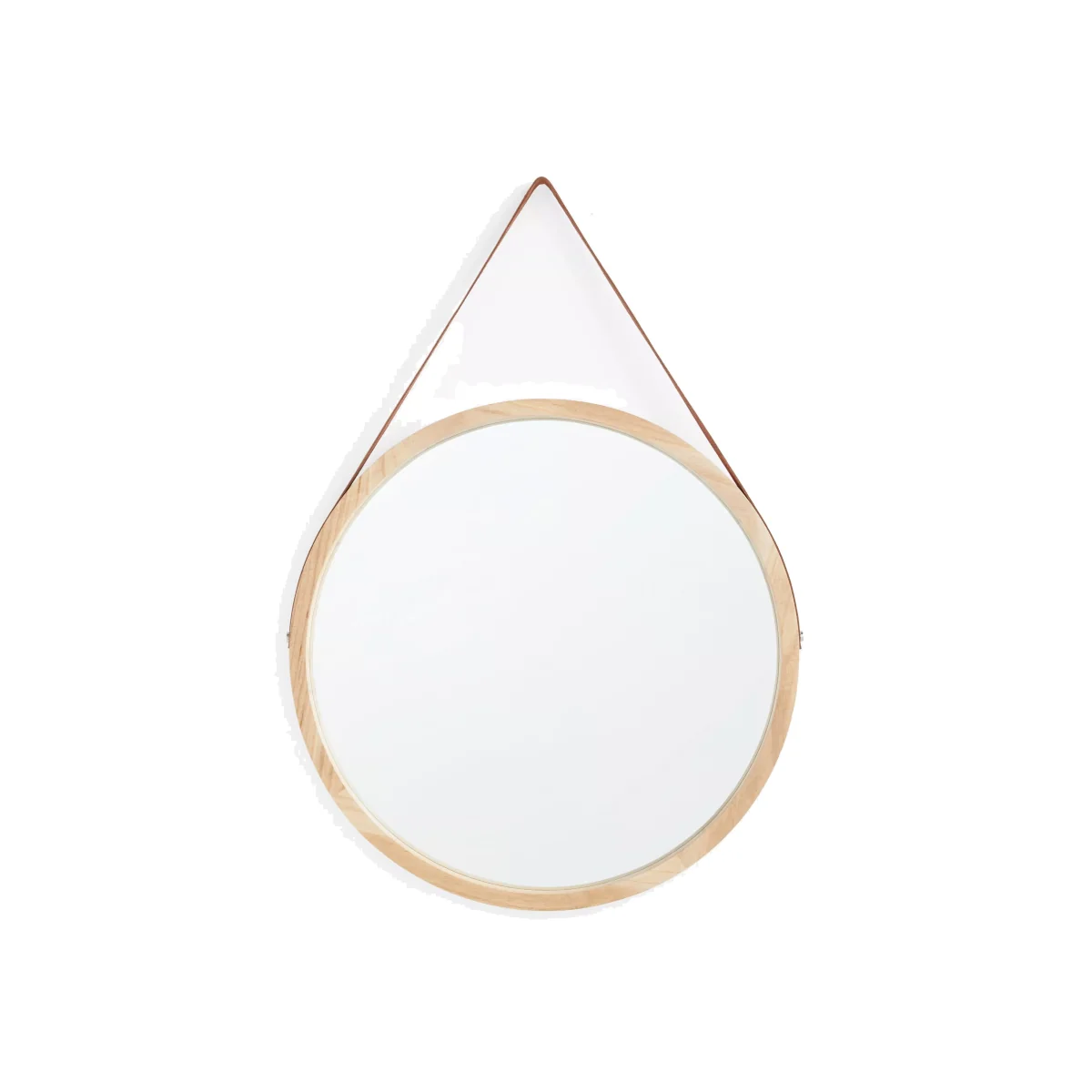 ANYDAY John Lewis & Partners Wood Frame Round Hanging Mirror, 55cm, Natural – image 1