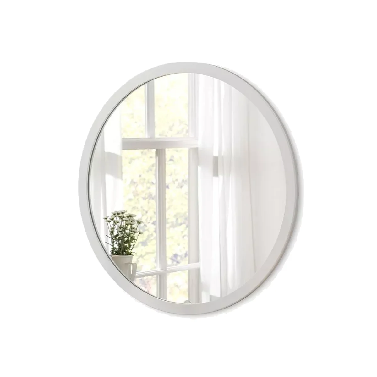 Classic Round Wood Frame Wall Mirror – image 1