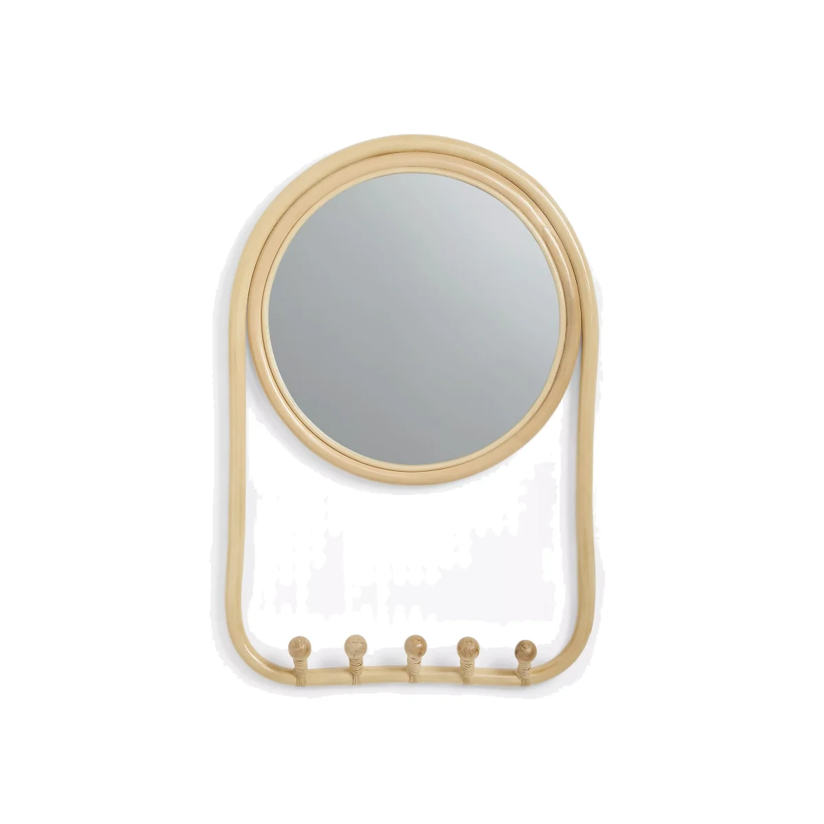 John Lewis Rattan Round Wall Mirror with Hanging Hooks, 40cm, Natural – image 1