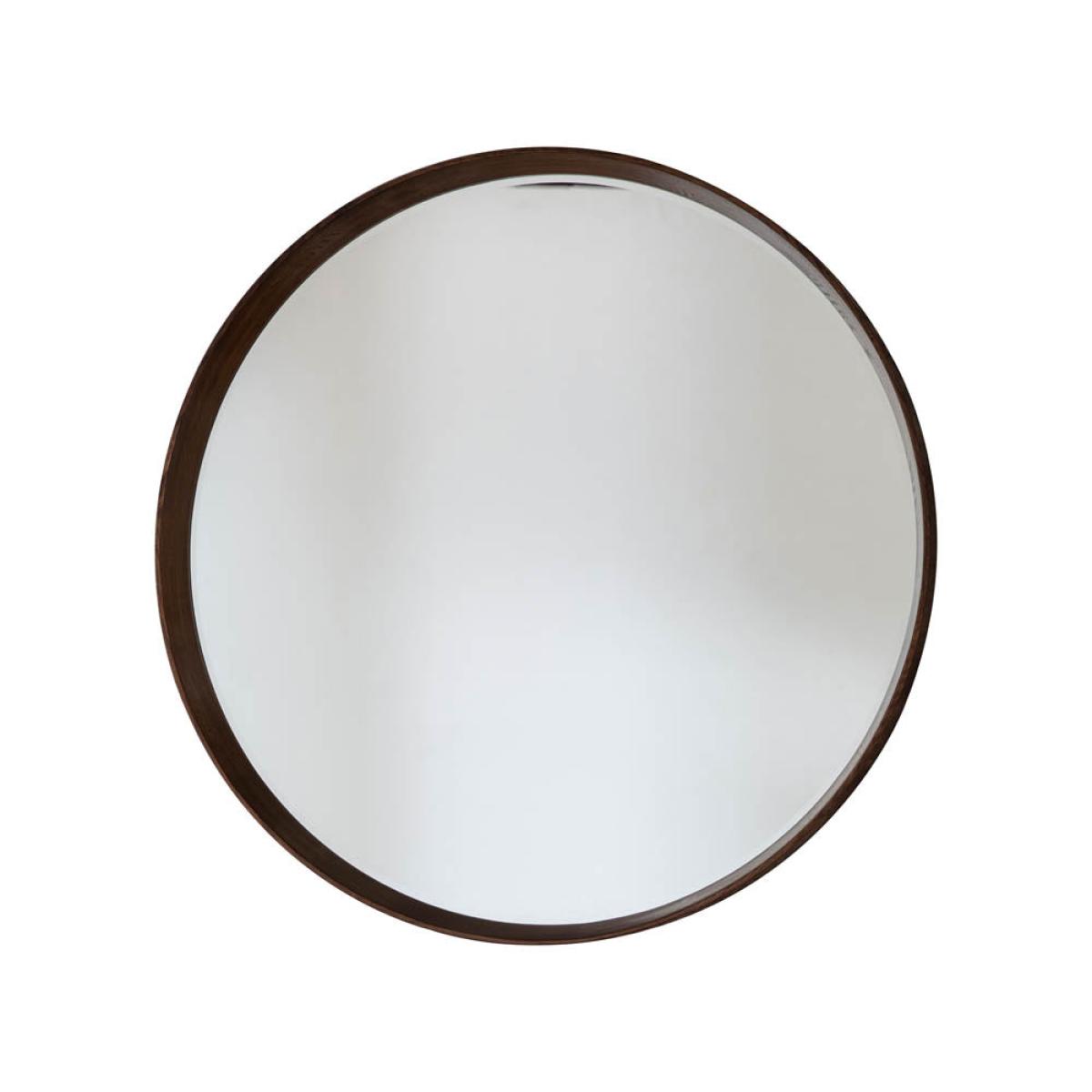 Keaton Medium Round Wall Mirror - Dark Wood – image 2