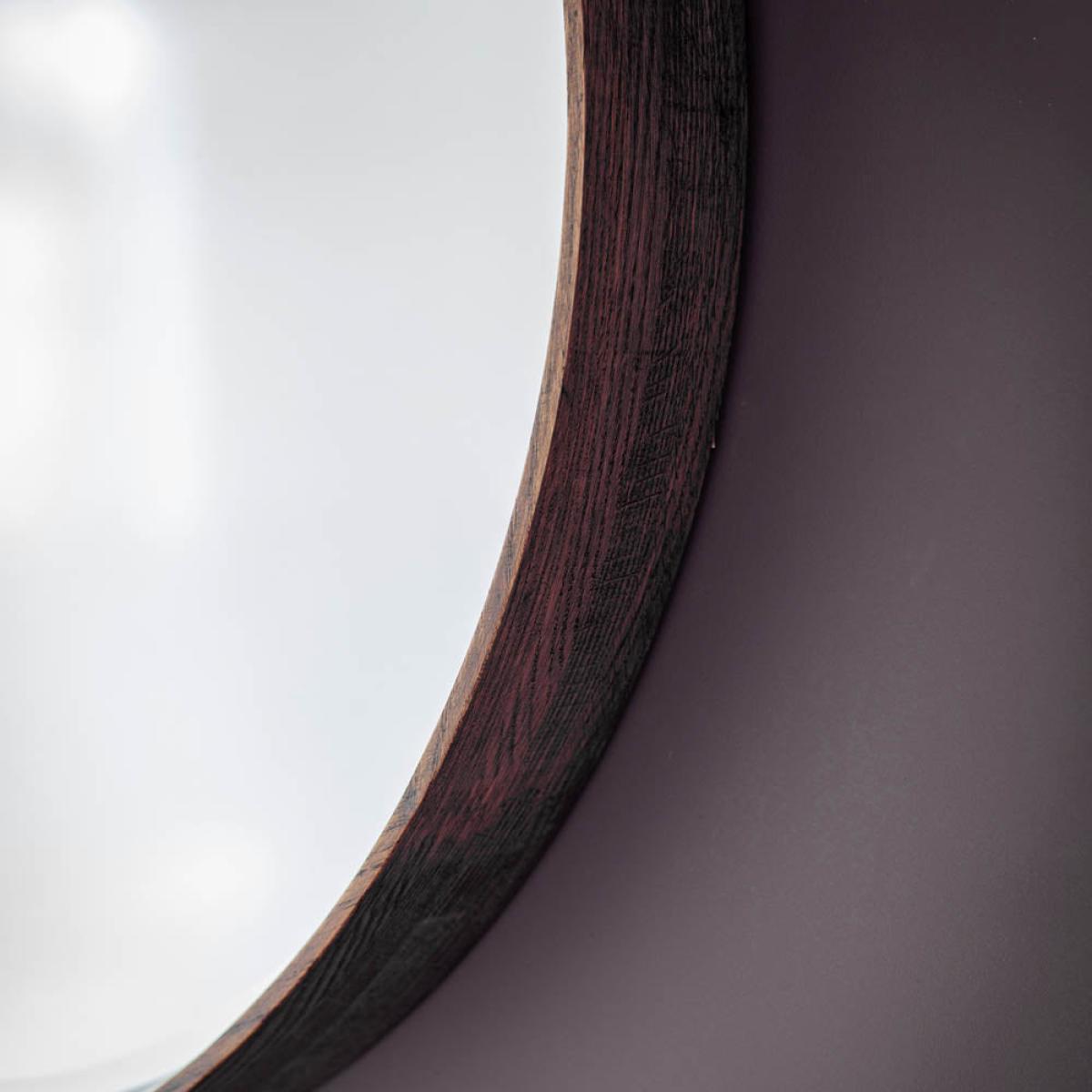 Keaton Medium Round Wall Mirror - Dark Wood – image 3