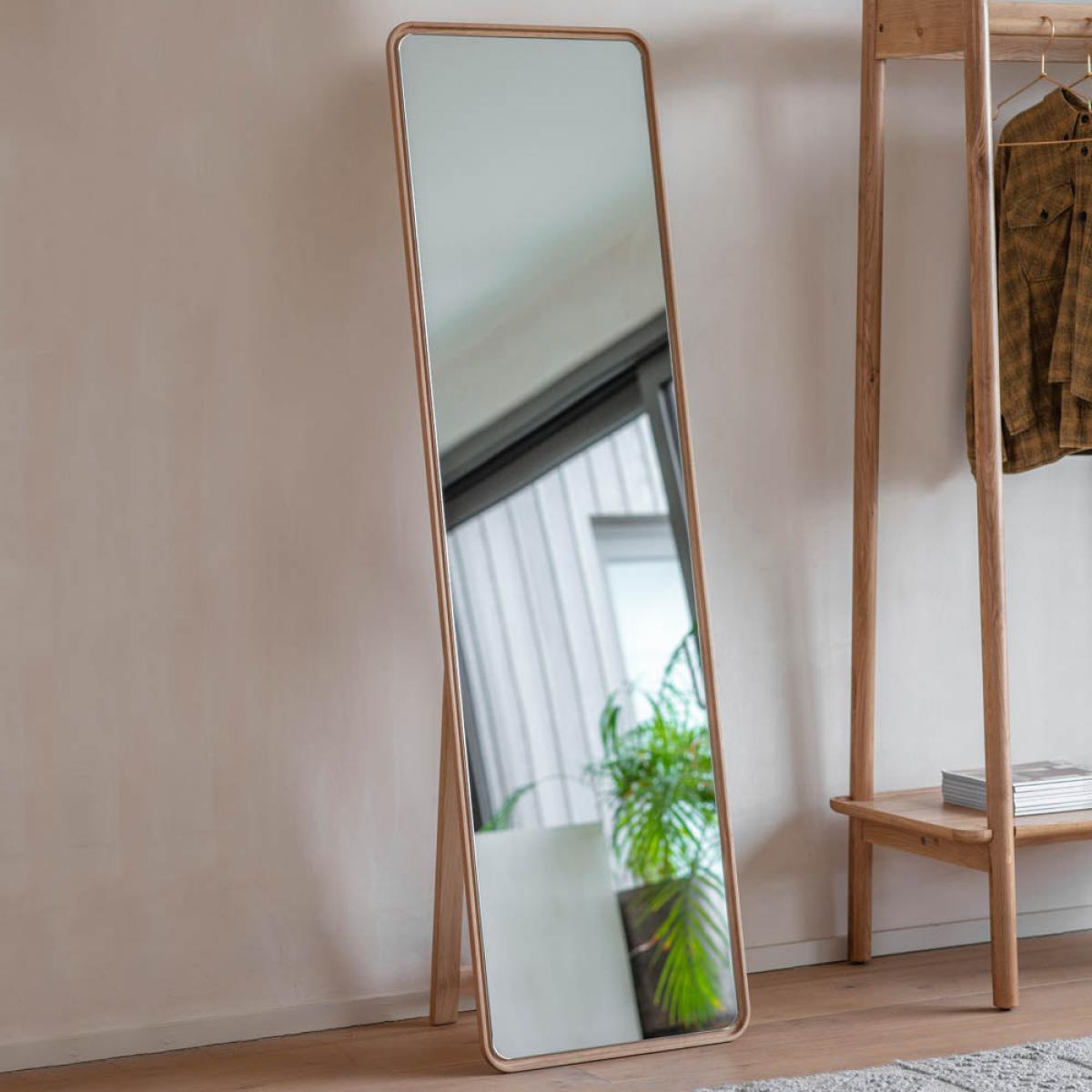 Kingham Extra Large Rounded Rectangle Cheval Mirror - Light Wood – image 1