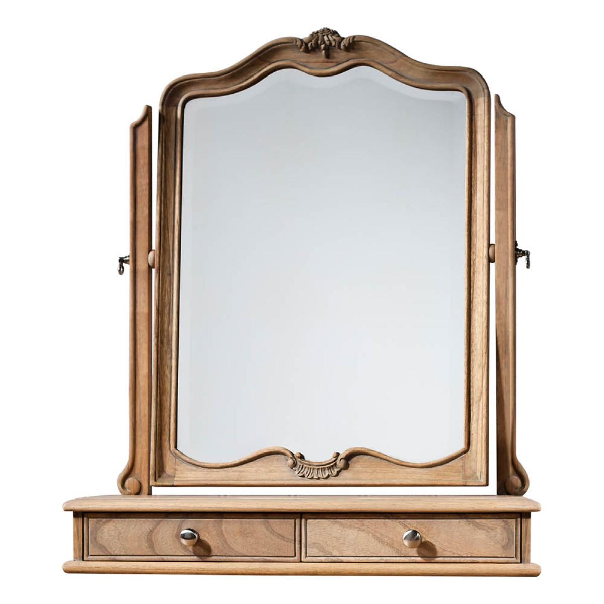 Chic Medium Irregular Dressing Table Mirror - Light Wood – image 2