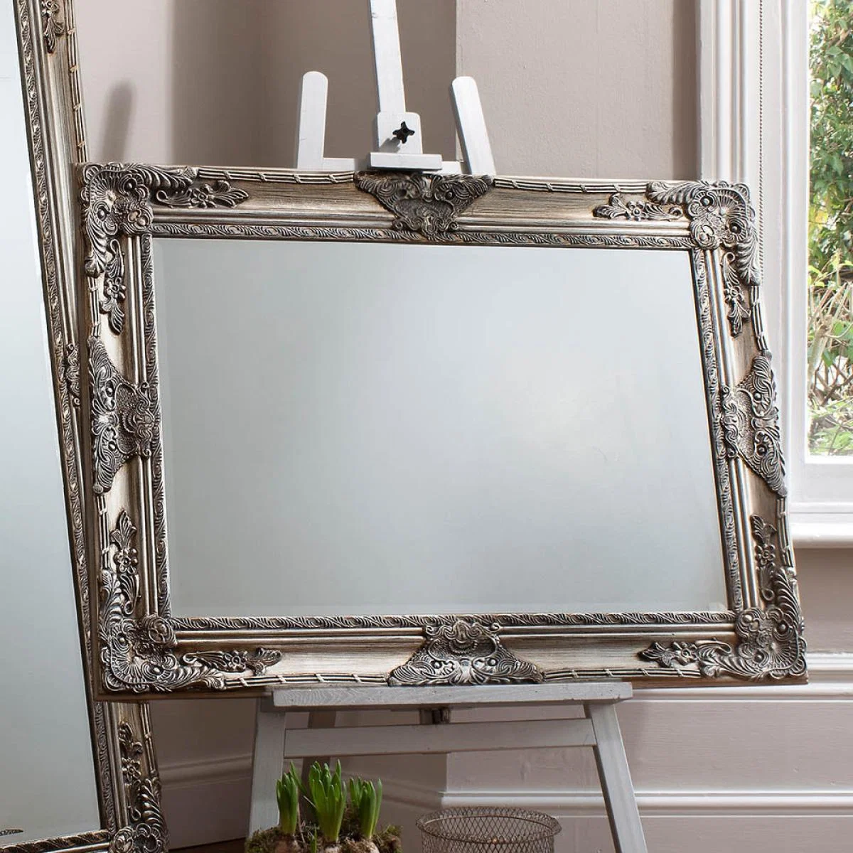 Hampshire Large Rectangle Wall Mirror - Silver – image 1