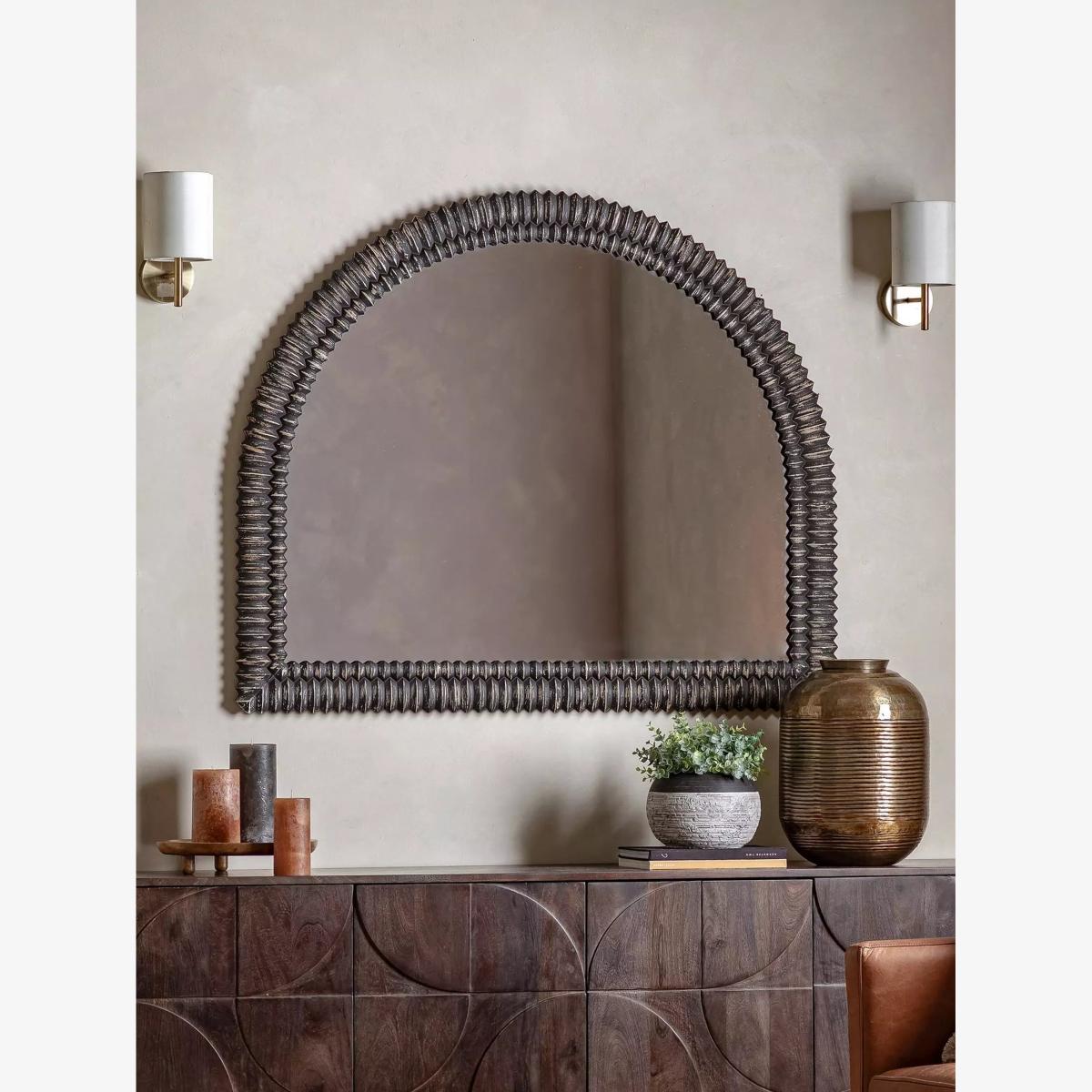 Pimlico Arch Overmantle Mirror - Black – image 1