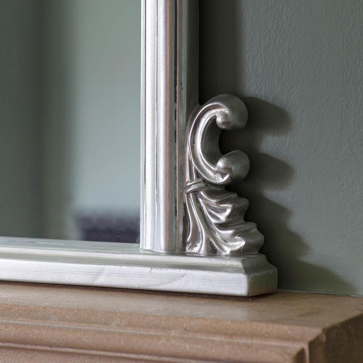 Thornby Large Arched Overmantle Mirror - Silver – image 3