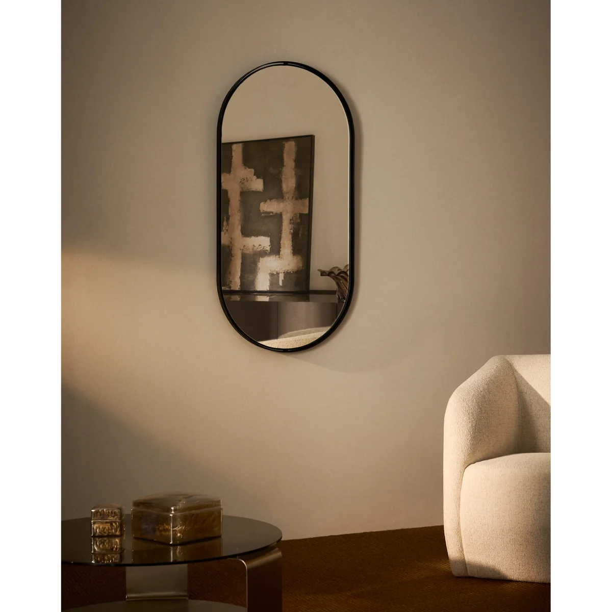 Noral oval black metal mirror Ø60.5 x 120cm – image 2