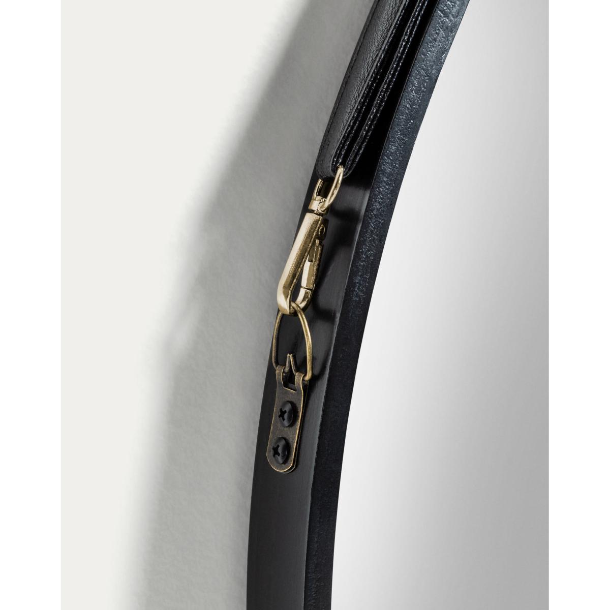 Raintree MDF and faux leather mirror in black, Ø 80 cm – image 3