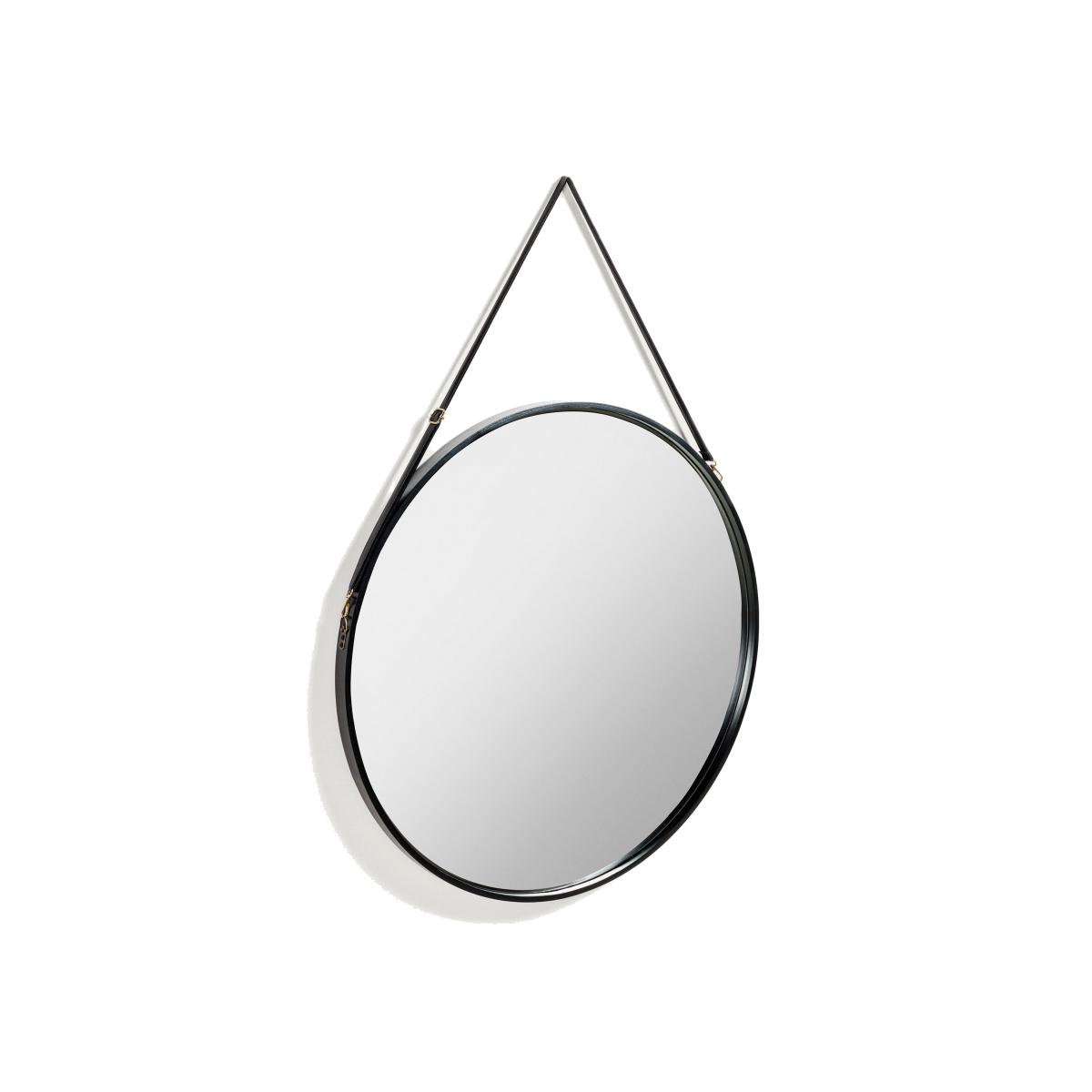 Raintree MDF and faux leather mirror in black, Ø 80 cm – image 1