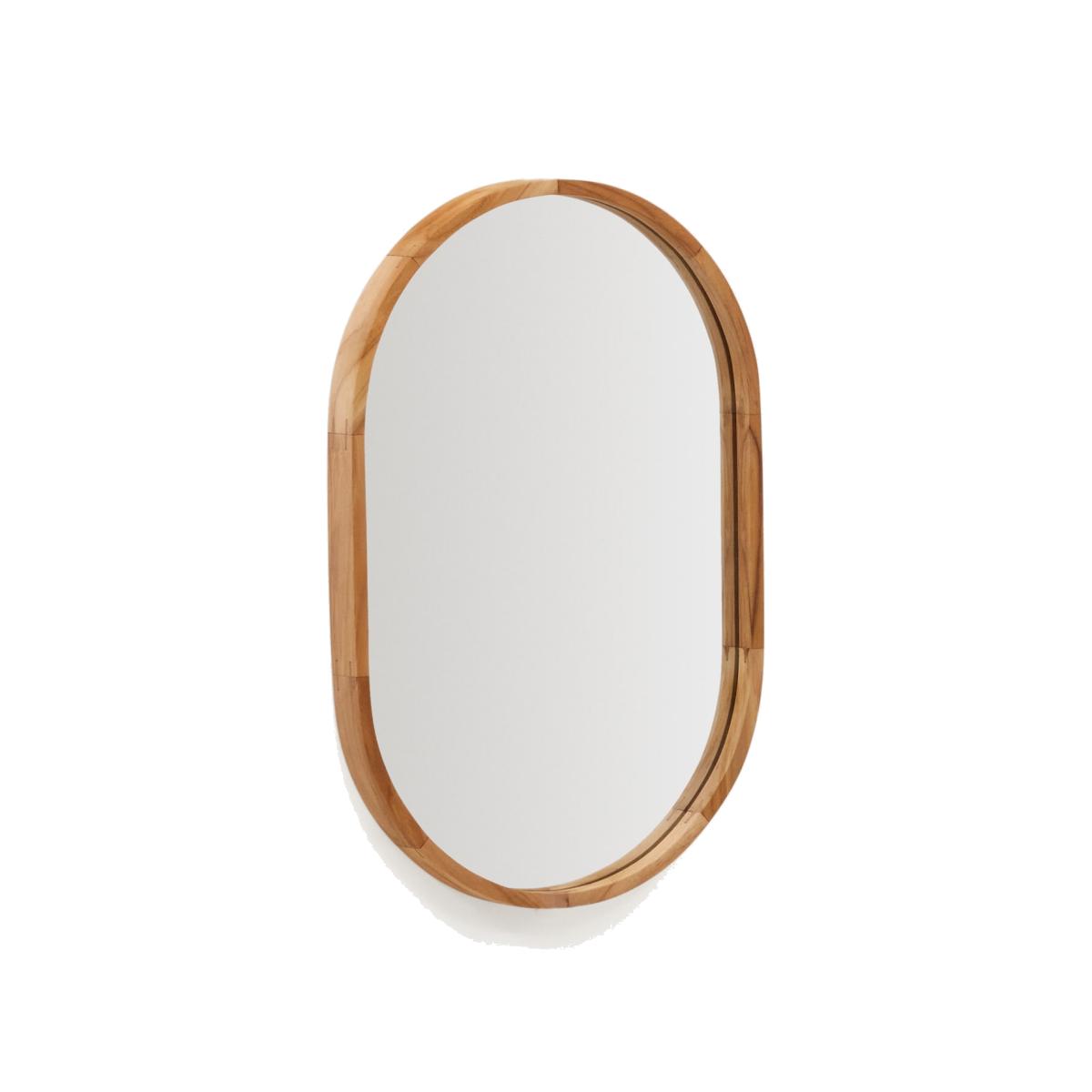Magda mirror made of solid teak wood with a natural finish Ø 40 x 60 cm – image 1