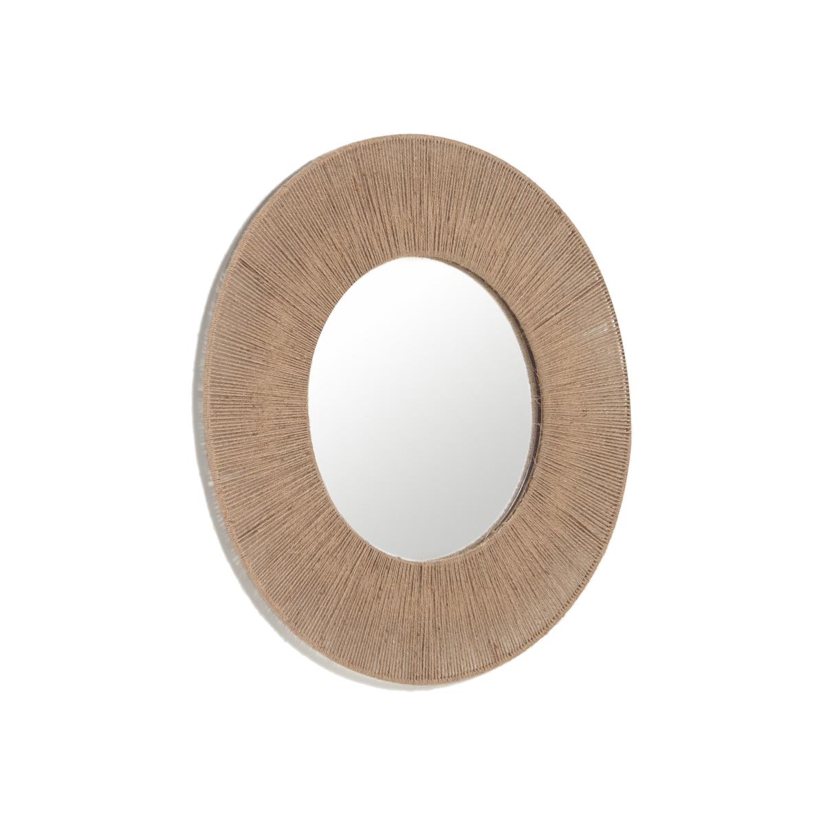 Damira round mirror in jute with natural finish Ø 100 cm – image 1