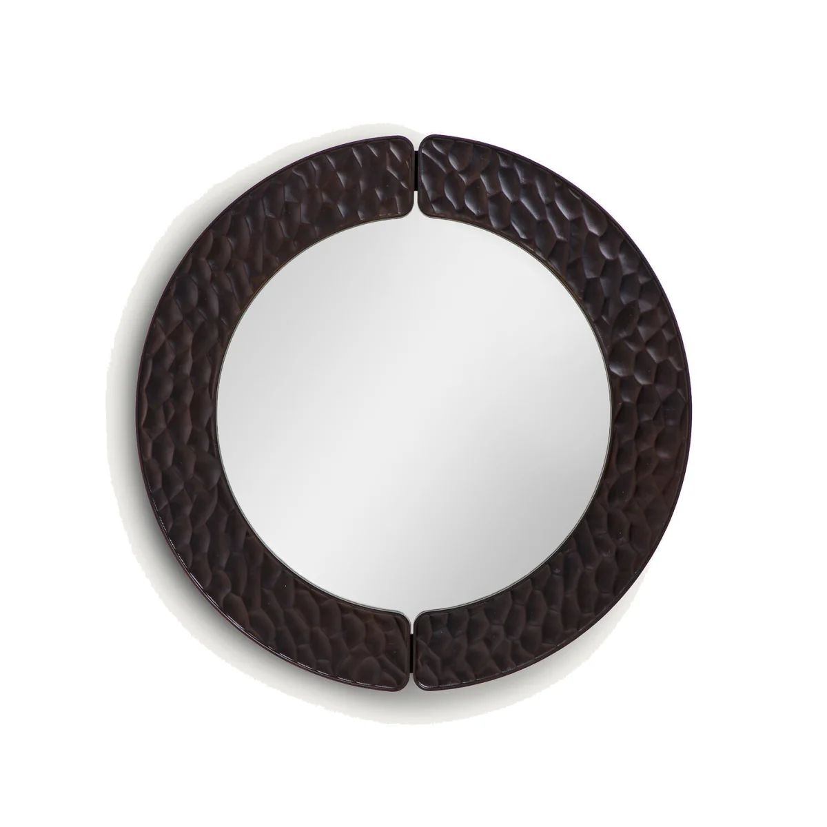 Kuchim Round Mirror with Gouged Finish and Diameter 100cm