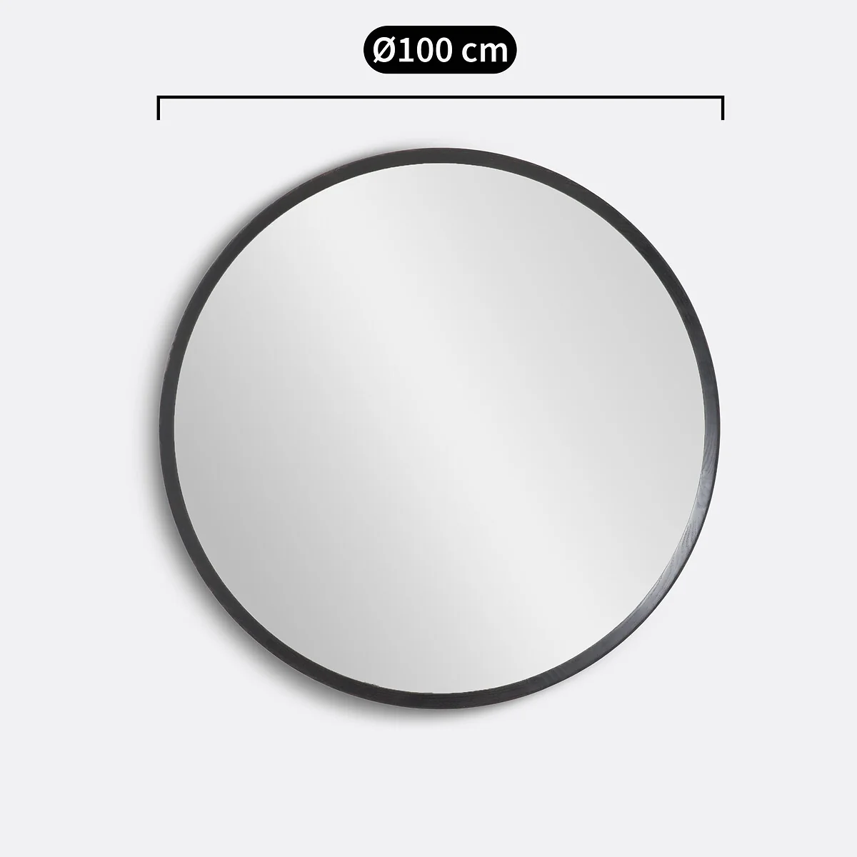 Orion Round Mirror in Solid Black Oak, Ø100cm – image 6