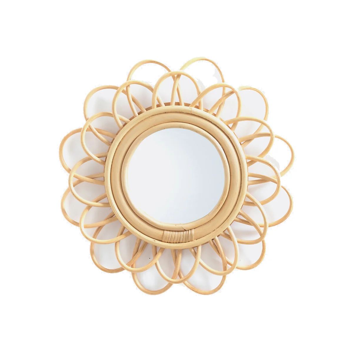 Nogu 36cm Diameter Rattan Double Flower Mirror – image 1