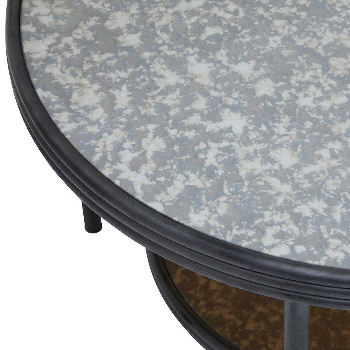 Antique Smoked Mirror Round Two-Tier Coffee Table – image 2