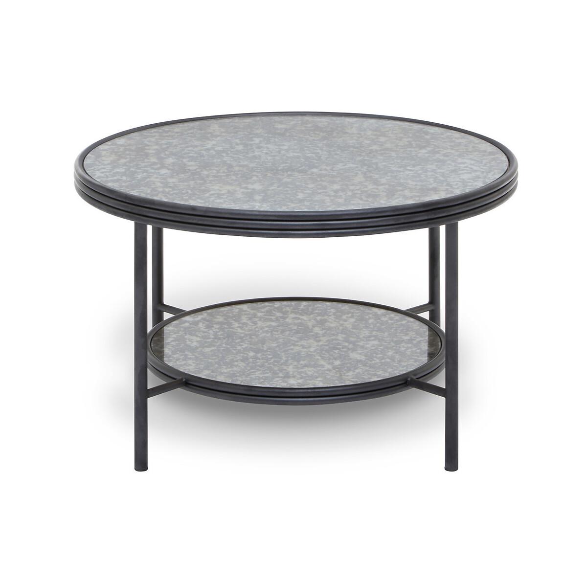Antique Smoked Mirror Round Two-Tier Coffee Table – image 4