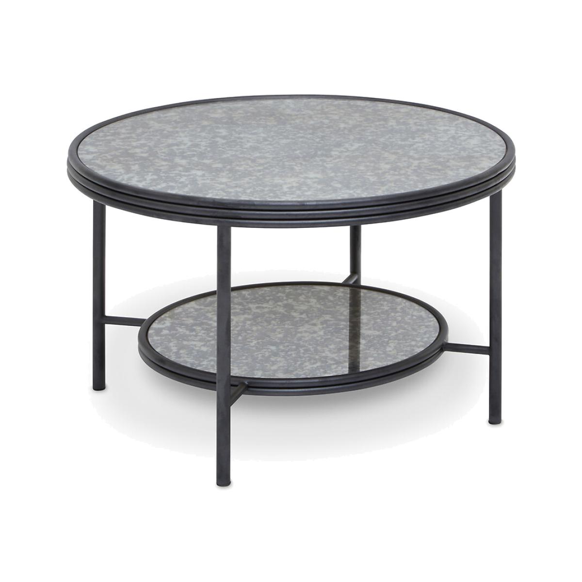Antique Smoked Mirror Round Two-Tier Coffee Table – image 1