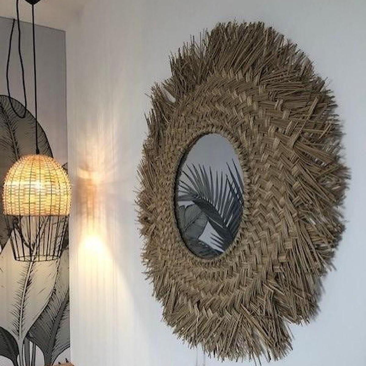 Loully 70cm Diameter Sunburst Straw Mirror – image 3