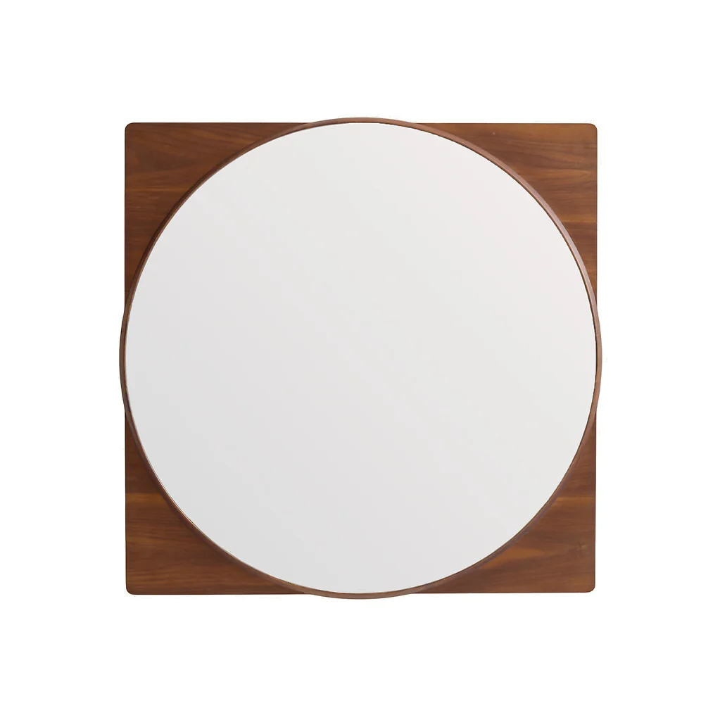 Notteri Walnut Frame Round Mirror, Height 50cm