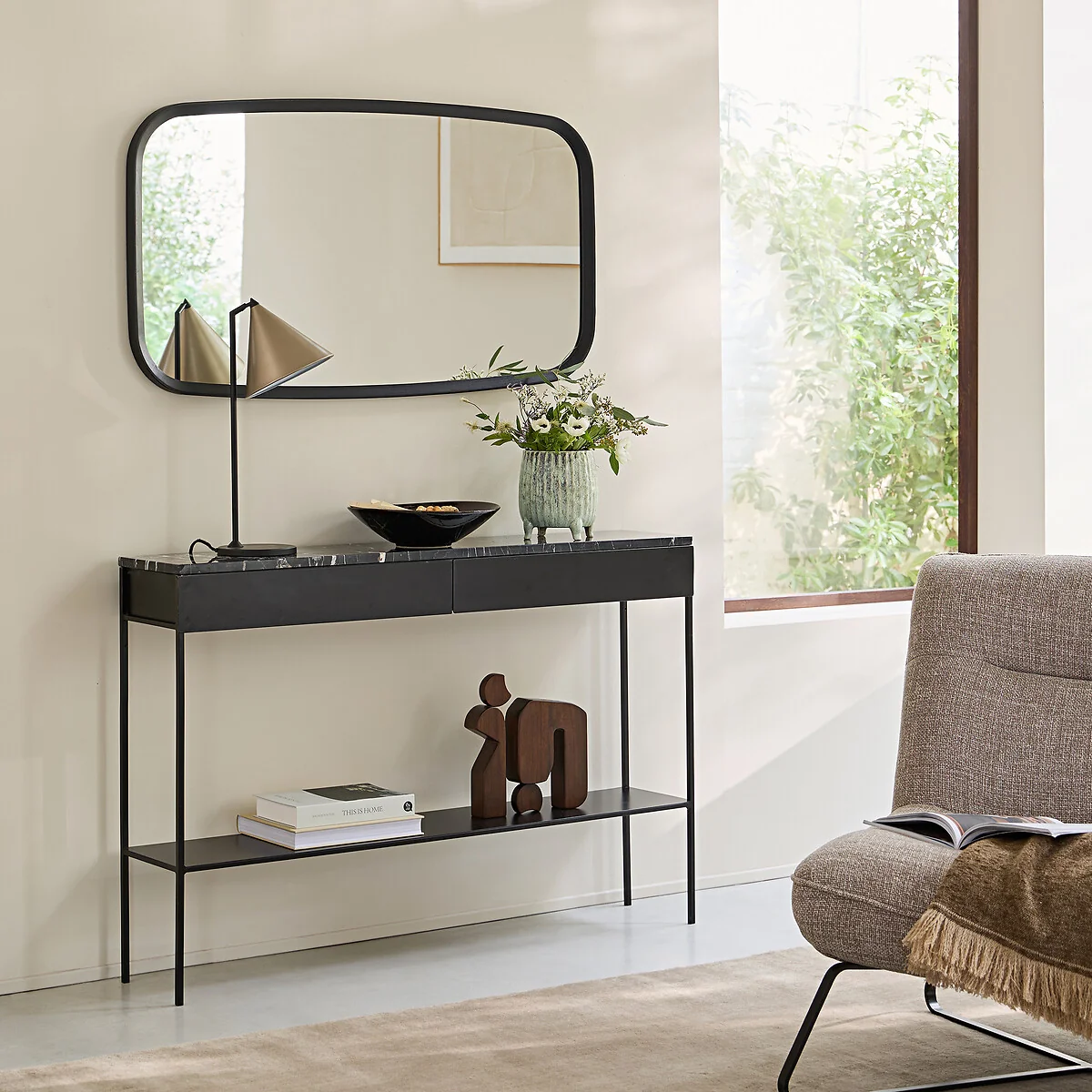 Orion Rectangular Mirror in Solid Oak, H110cm – image 2