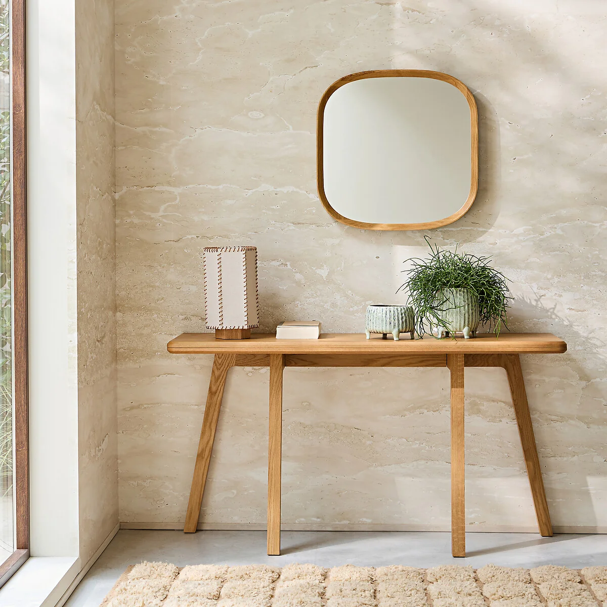 Orion H60cm Solid Oak Organically Shaped Mirror – image 2