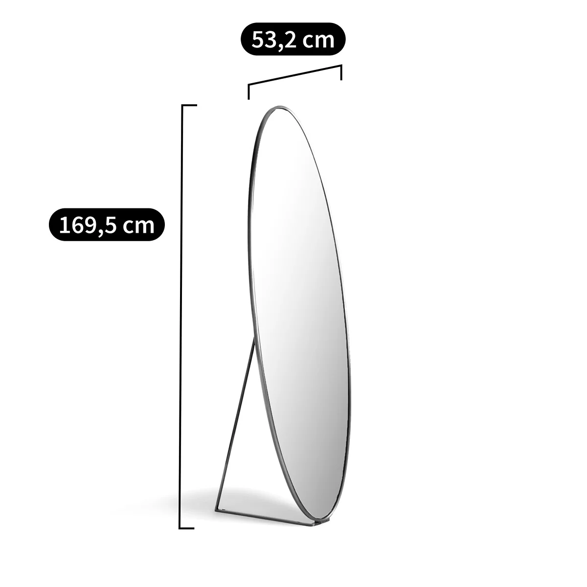 Koban H170cm Oval Metal Standing Mirror – image 5