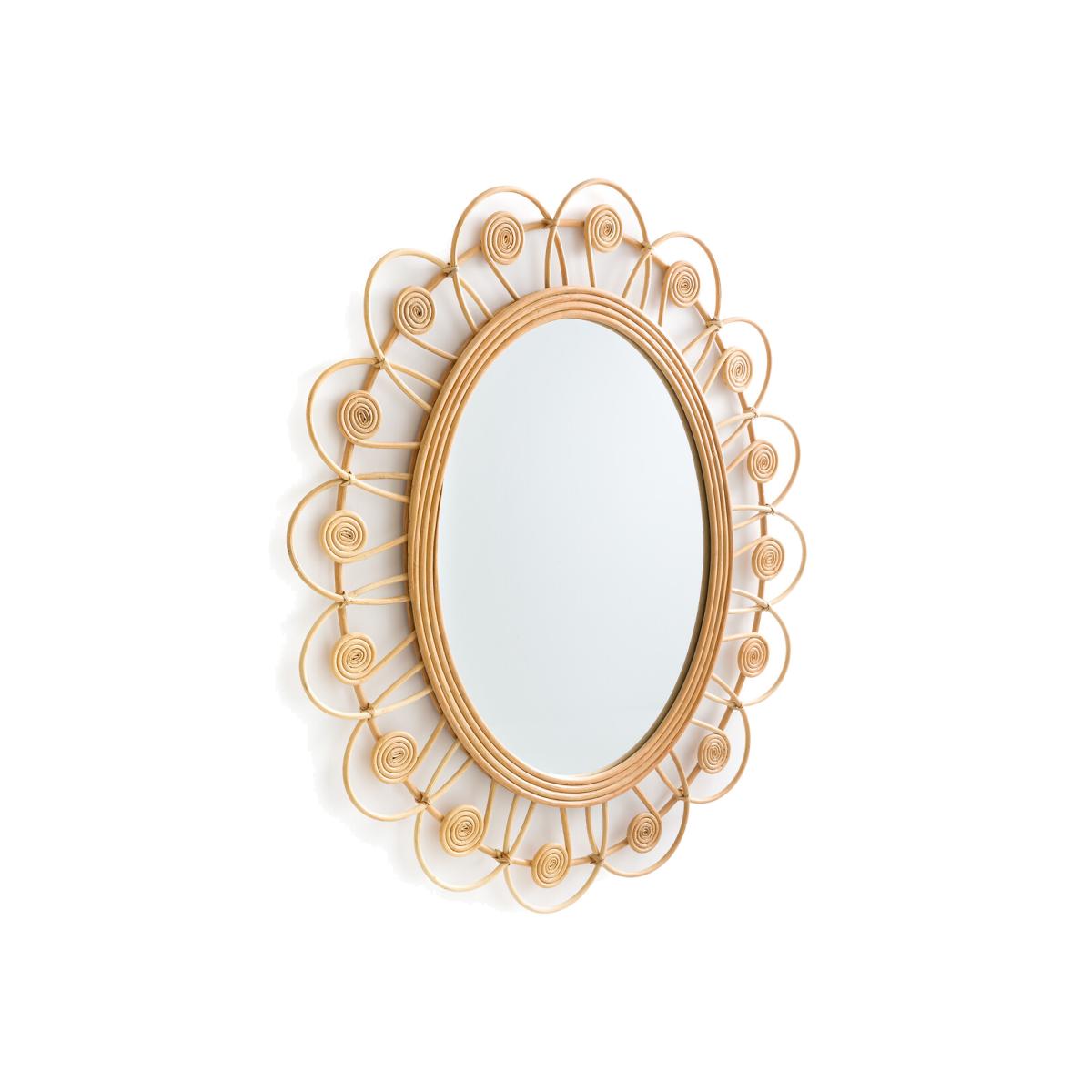 Ramza 93cm High Flower Shape Rattan Mirror – image 1