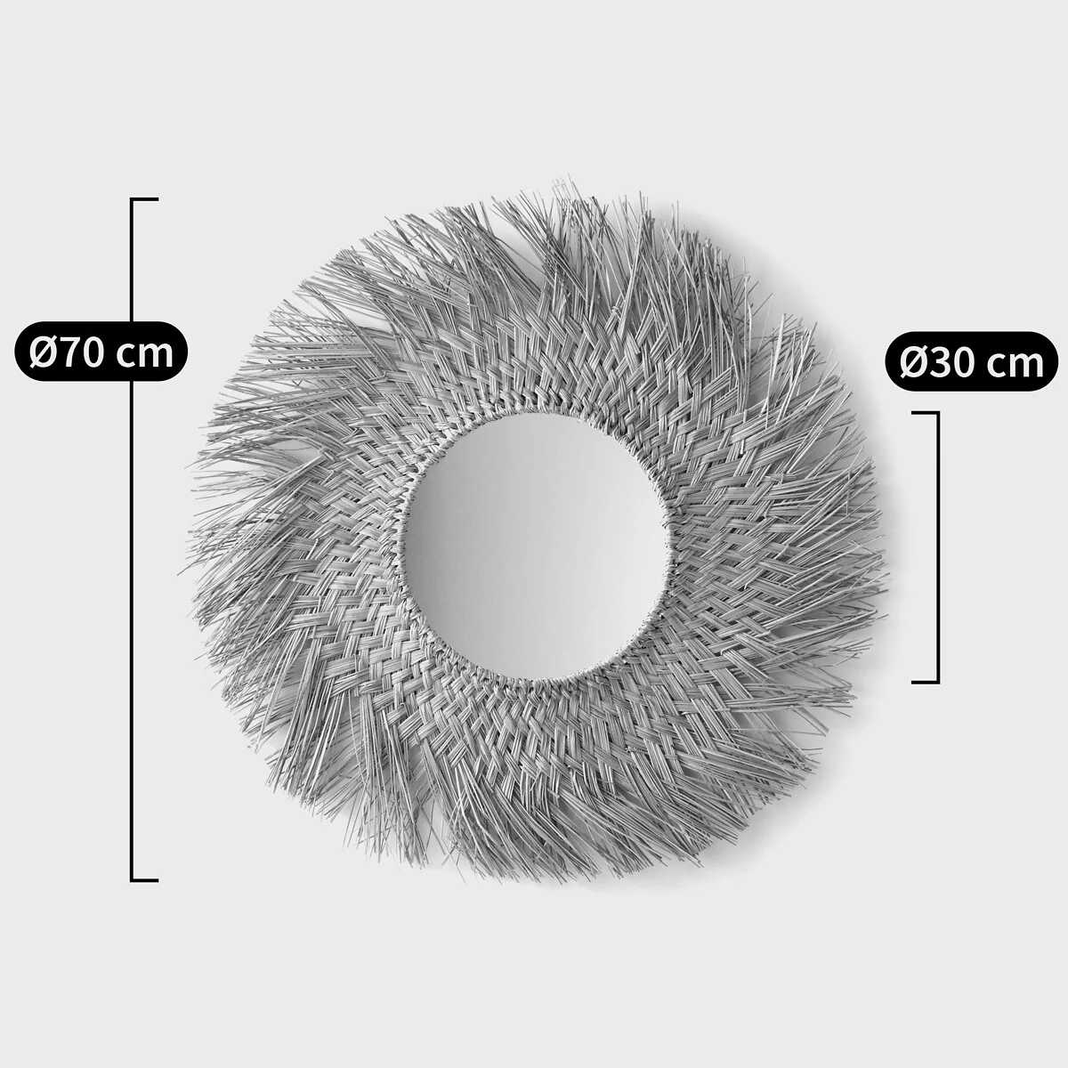 Loully 70cm Diameter Sunburst Straw Mirror – image 4