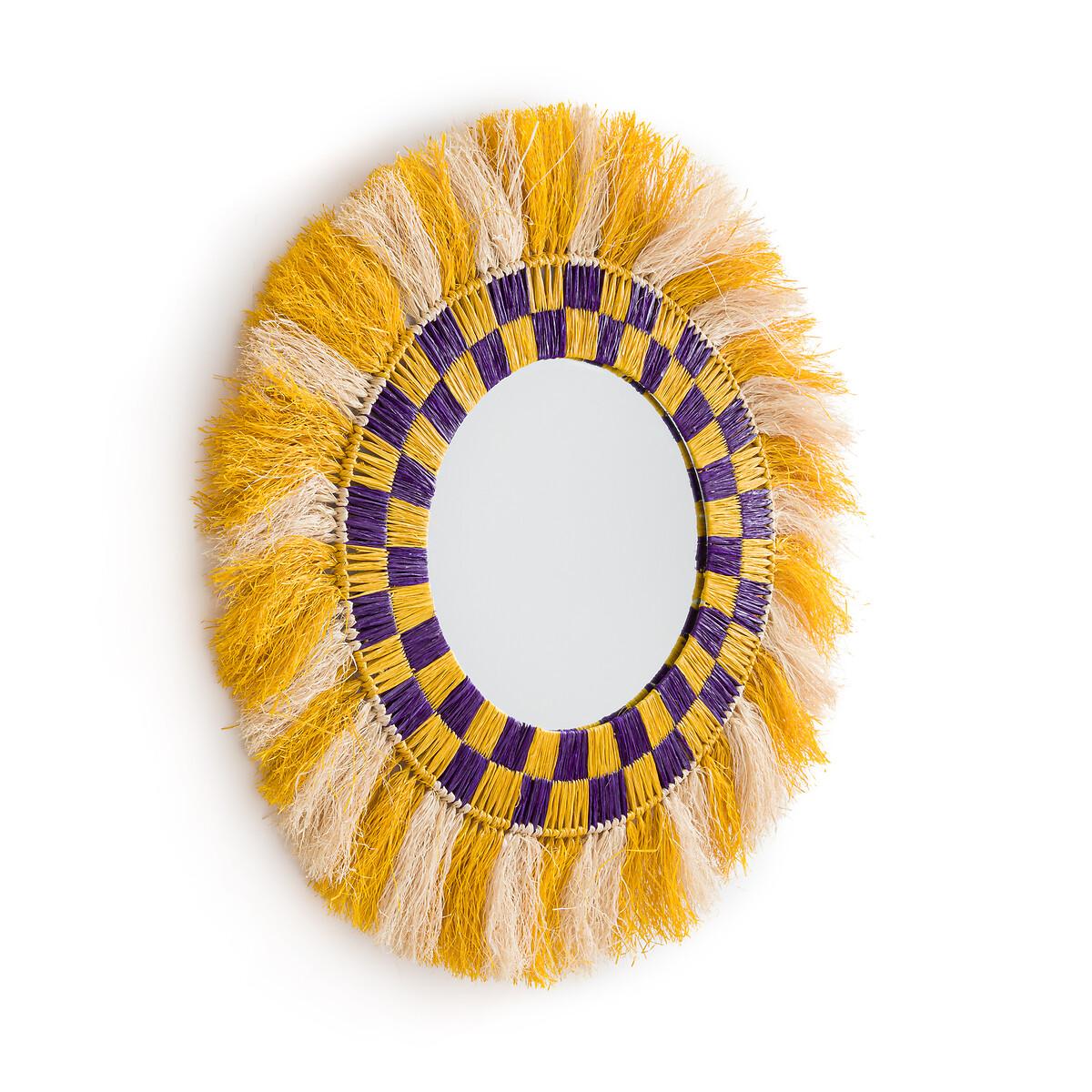 My Beautiful Mirror 90cm Diameter Coloured Raffia Mirror – image 2