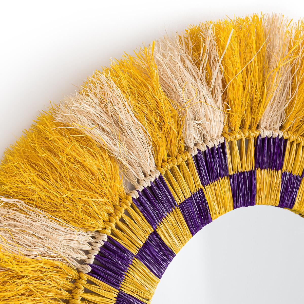 My Beautiful Mirror 90cm Diameter Coloured Raffia Mirror – image 3