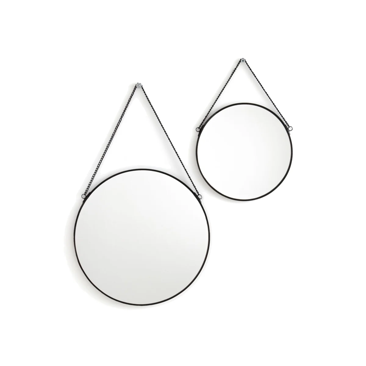 Set of 2 Uyova Round Mirrors in Brass or Black – image 1